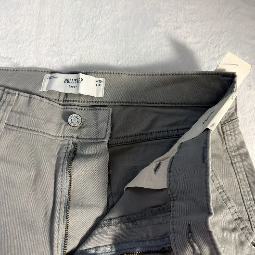 Hollister Baggy Stretch Carpenter Pants Men’s 30x30 Taupe Utility Workwear NWT